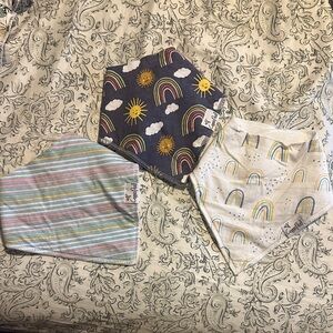 Copper Pearl Rainbow and Stripes Bandana Bib Set